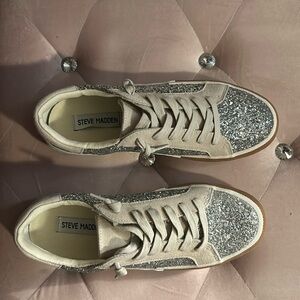 Steve Madden Silver Glitter Sneakers